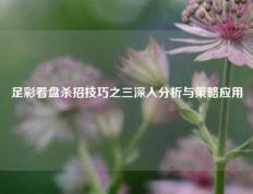 足彩看盘杀招技巧之三深入分析与策略应用