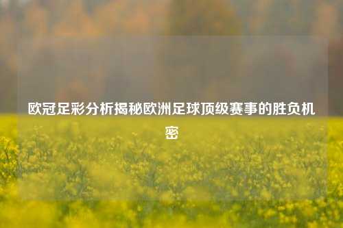 欧冠足彩分析揭秘欧洲足球顶级赛事的胜负机密