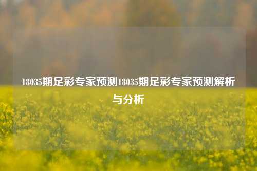 18035期足彩专家预测18035期足彩专家预测解析与分析
