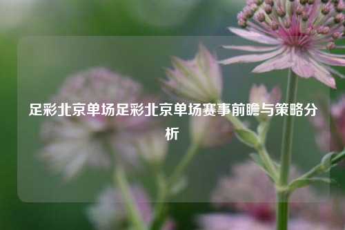 足彩北京单场足彩北京单场赛事前瞻与策略分析