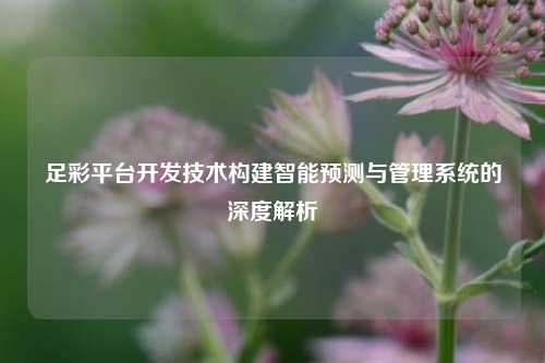 足彩平台开发技术构建智能预测与管理系统的深度解析