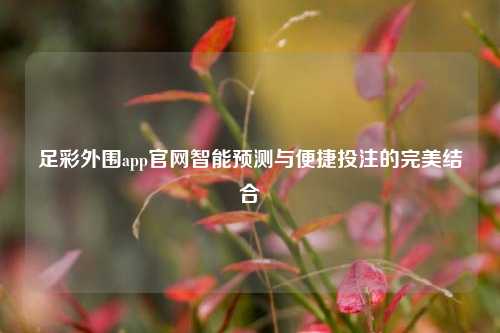 足彩外围app官网智能预测与便捷投注的完美结合